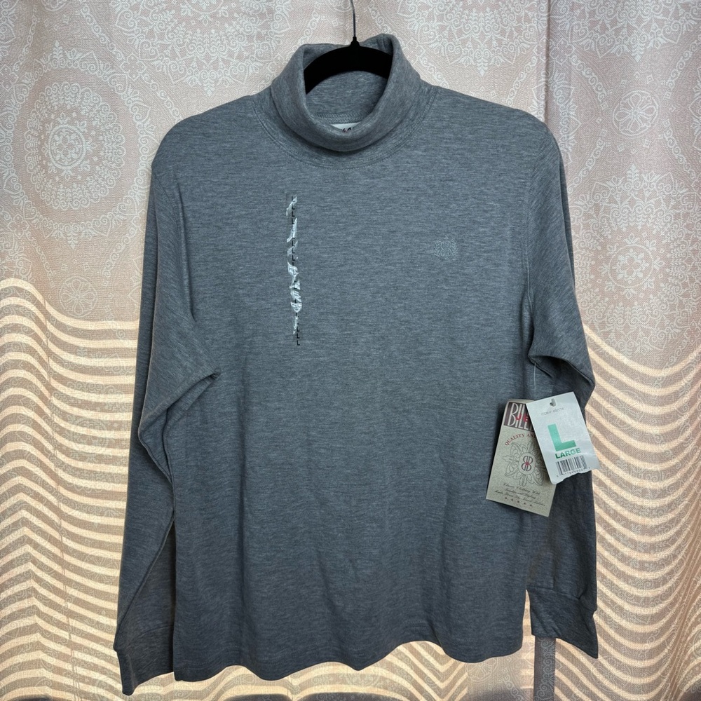 NWT Vintage Bill Blass Gray Turtleneck Top Eclectic Grandpa Size Large